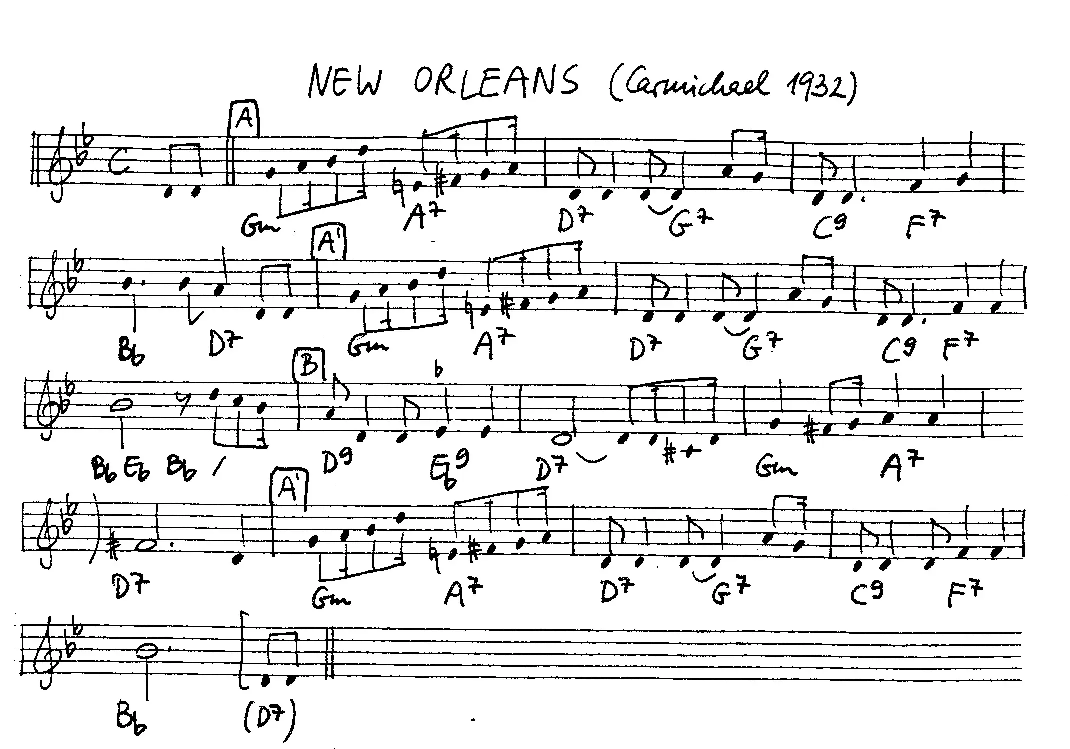 new orleans free jazz leadsheet - Courtesy of the Jungle Jazz Band